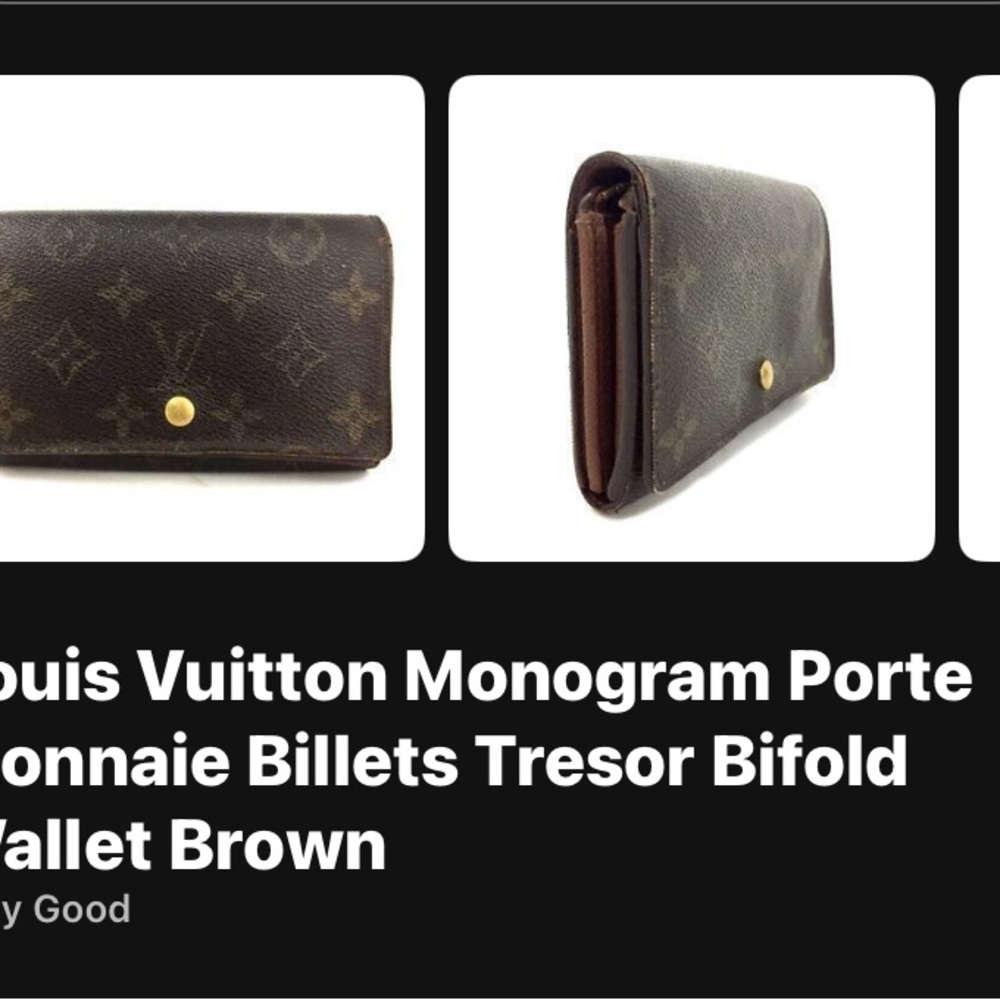 Louis Vuitton Brown Monogram Wallet with Gold Button